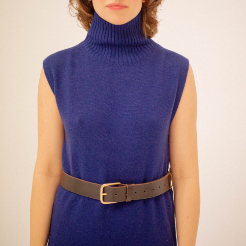 Wide belt with a buckle, deep brown | Balagan Studio