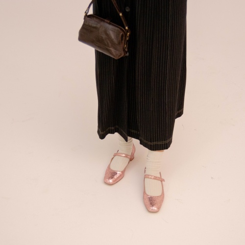 Dora Low Heels, pink glitter | Balagan Studio