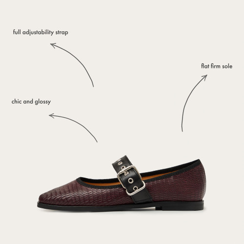 Louisine Ballerina, burgundy lizard | Balagan Studio