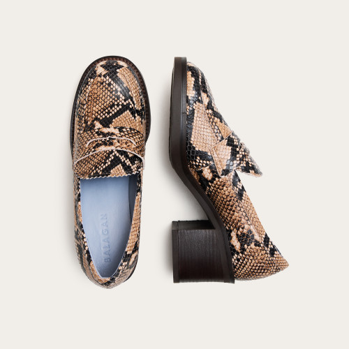 Winona Heels, brown python pattern | Balagan Studio
