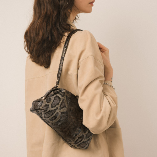 Hug Bag M, brown python pattern | Balagan Studio