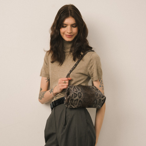 Hug Bag M, brown python pattern | Balagan Studio
