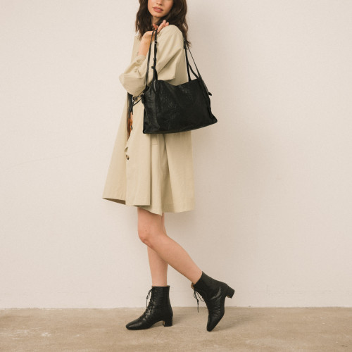 Victoria Boots, black ostrich pattern | Balagan Studio