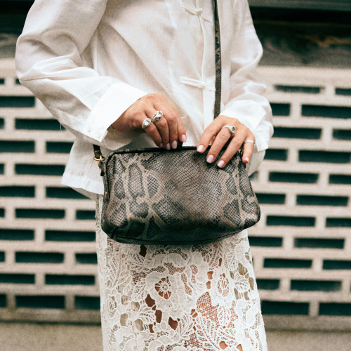 Rofe Bag M, brown python pattern | Balagan Studio