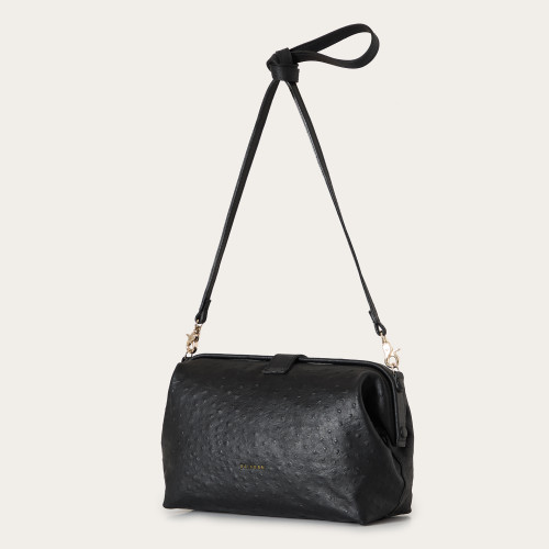 Rofe Bag L, black ostrich pattern | Balagan Studio