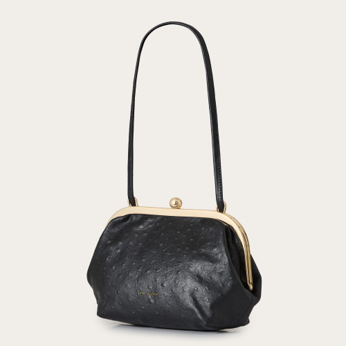 Sicily Bag M, black ostrich pattern | Balagan Studio