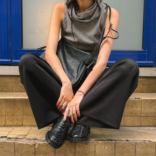 Tamara torba L, czarny wzór strusia | Balagan Studio