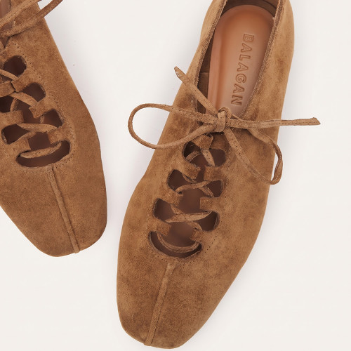 Roma Ballerina, caramel suede | Balagan Studio