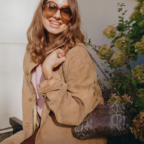 Rofe Bag M, brown python pattern | Balagan Studio