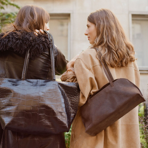 Esek Bag XL, brown croco | Balagan Studio