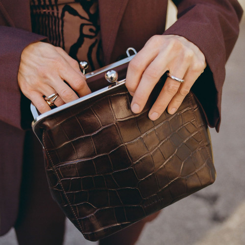 Lavinia Bag M, brown croco | Balagan Studio