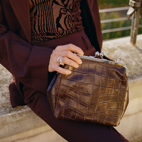 Lavinia Bag M, brown croco | Balagan Studio